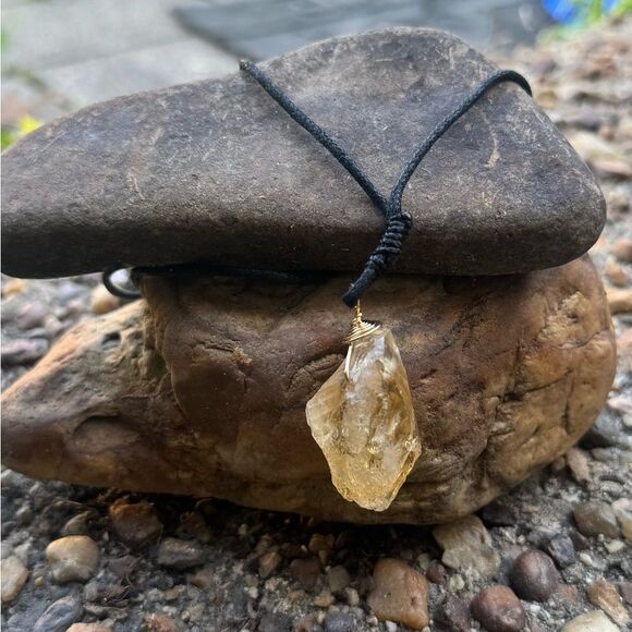 Jewelry - New! Raw Brazilian Stone Pendant Necklace, Earthy, Hippie